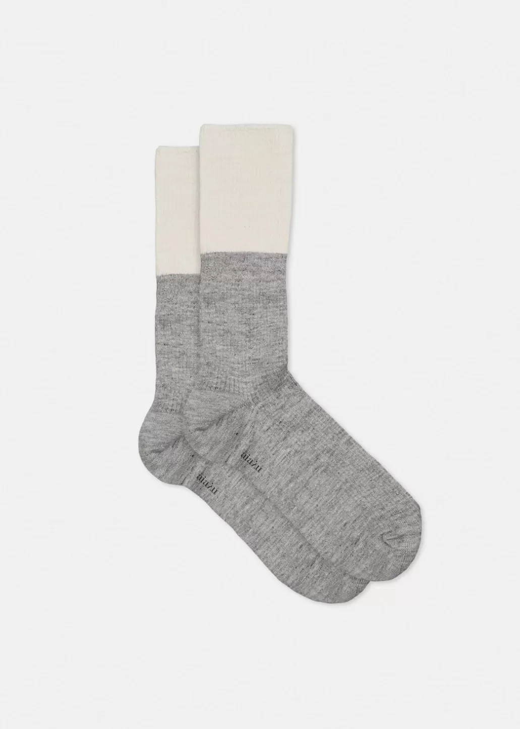 Fashion AIAYU - Linen Rib Socks - Mix Grey Melang