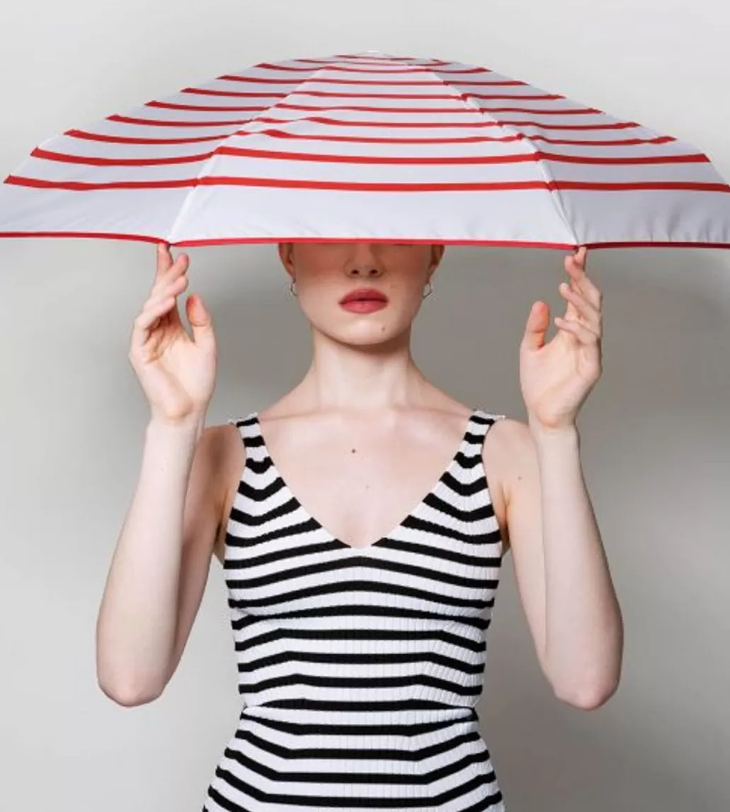 Online ANATOLE - Striped Compact Umbrella - Sorbet Pink Stripes - Marcelle