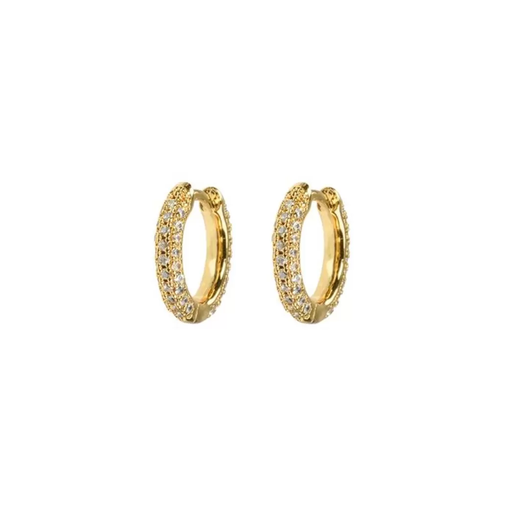 Best Emilia by Bon Dep - Small Stone Covered Hoops - White