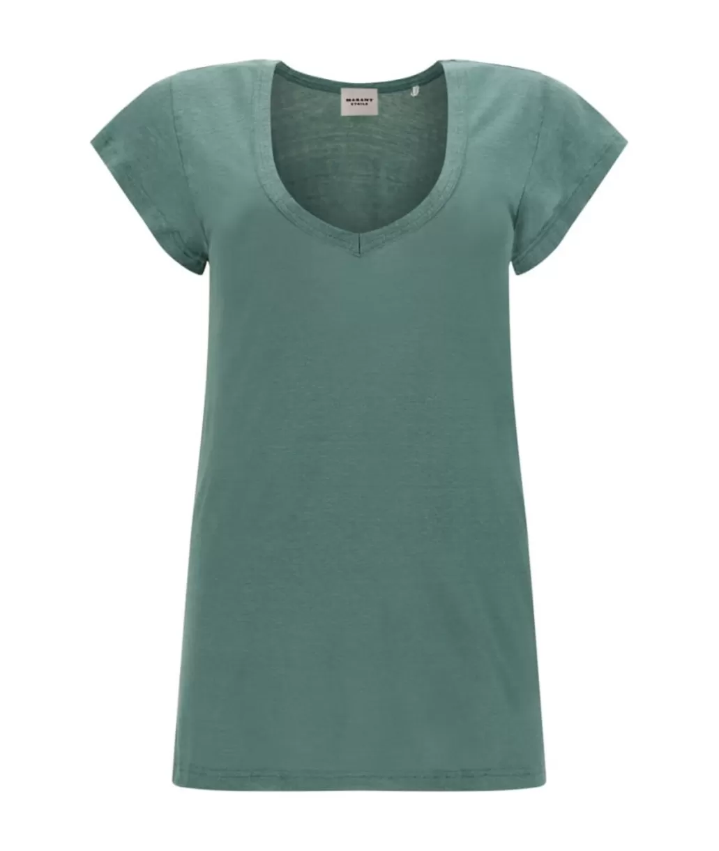 Best Sale ISABEL MARANT ÈTOILE Isabel Marant Etoile - Zankou Tee Shirt - Celadon