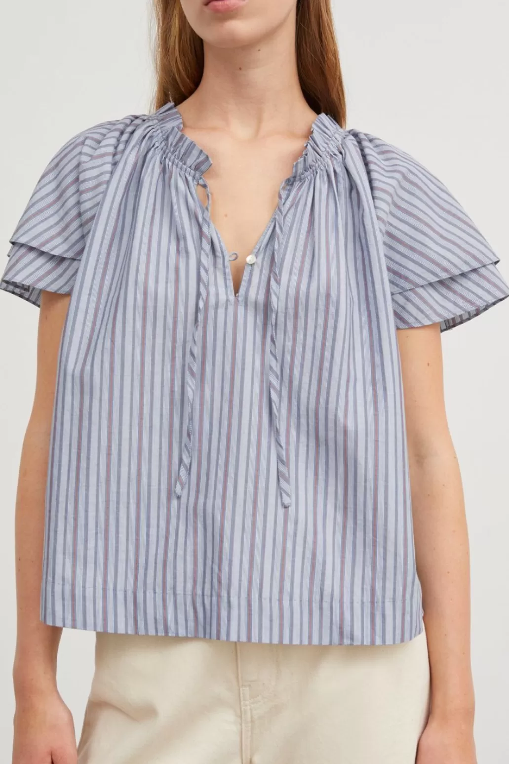 Best SKALL - Grace Blouse - BlueRed Stripe