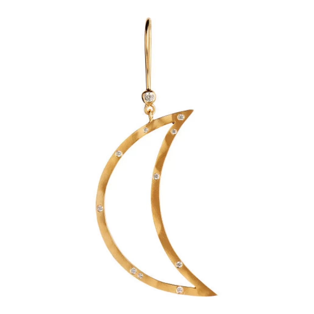 Best Sale STINE A - Big Bella Moon WStones Earring - Gold