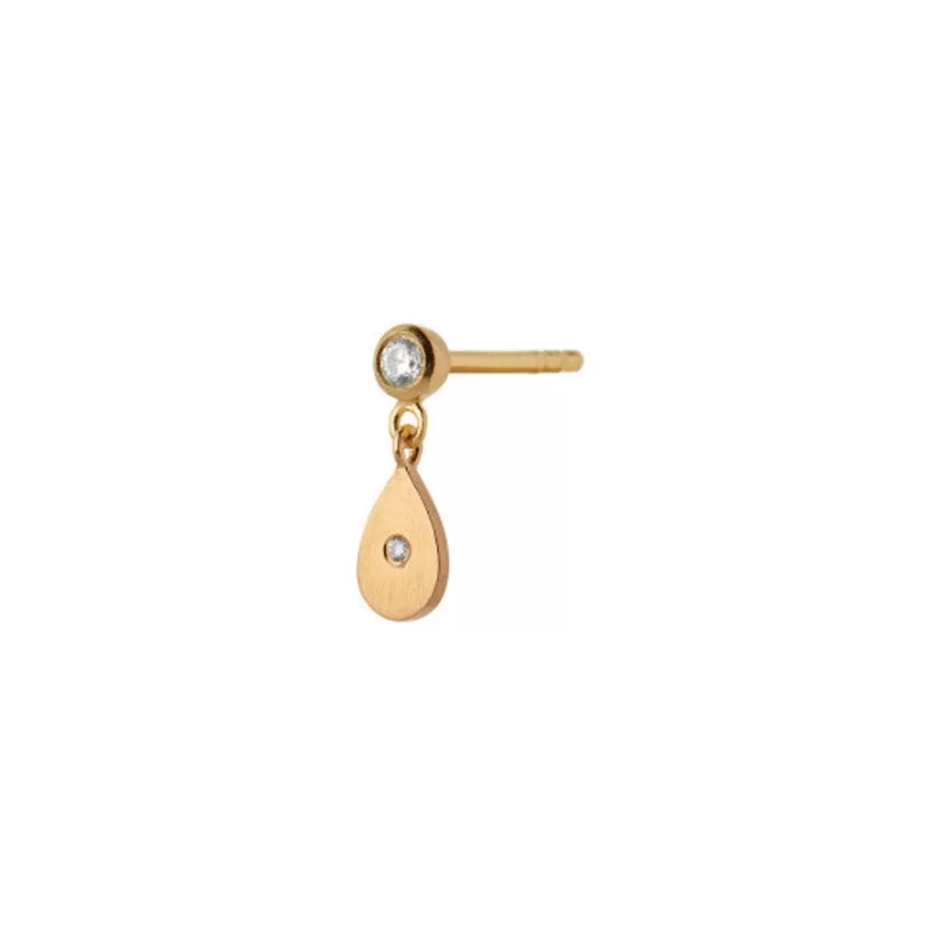 Store STINE A - Big Dot WSparkling Teardrop Earring - Gold