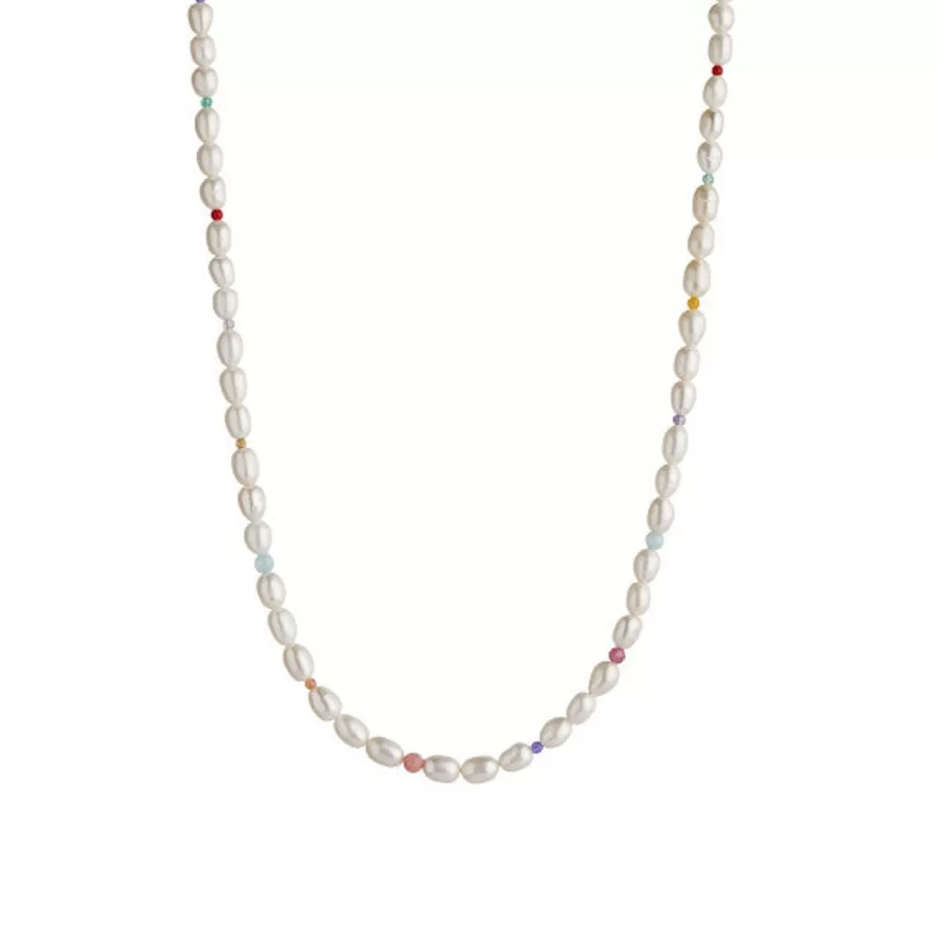 Store STINE A - White Pearls & Candy Stones Necklace Gold