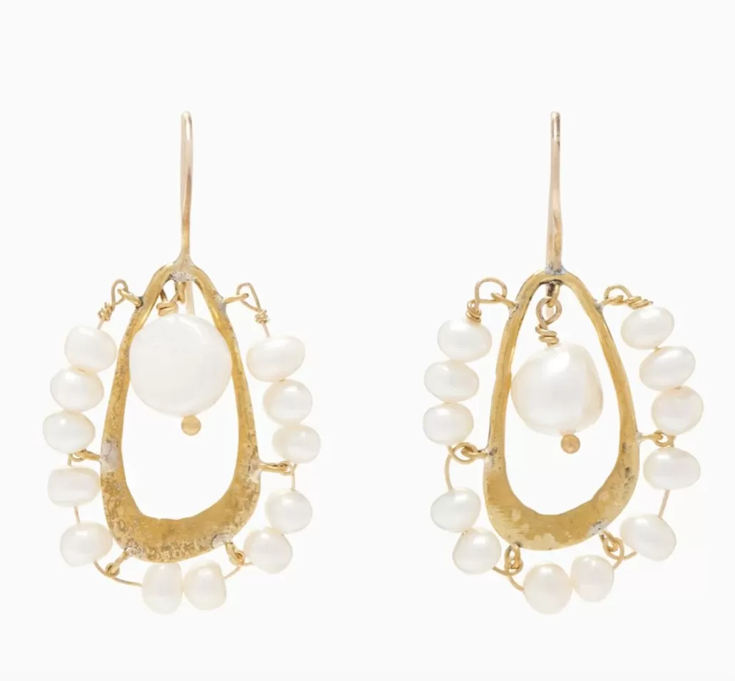 Best Sale ULLA JOHNSON JEWELLERY - Beaded Single Drop Earring - Pearl