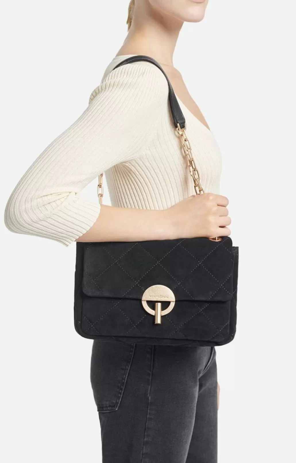 Clearance VANESSA BRUNO - Moon Bag Suede - Noir